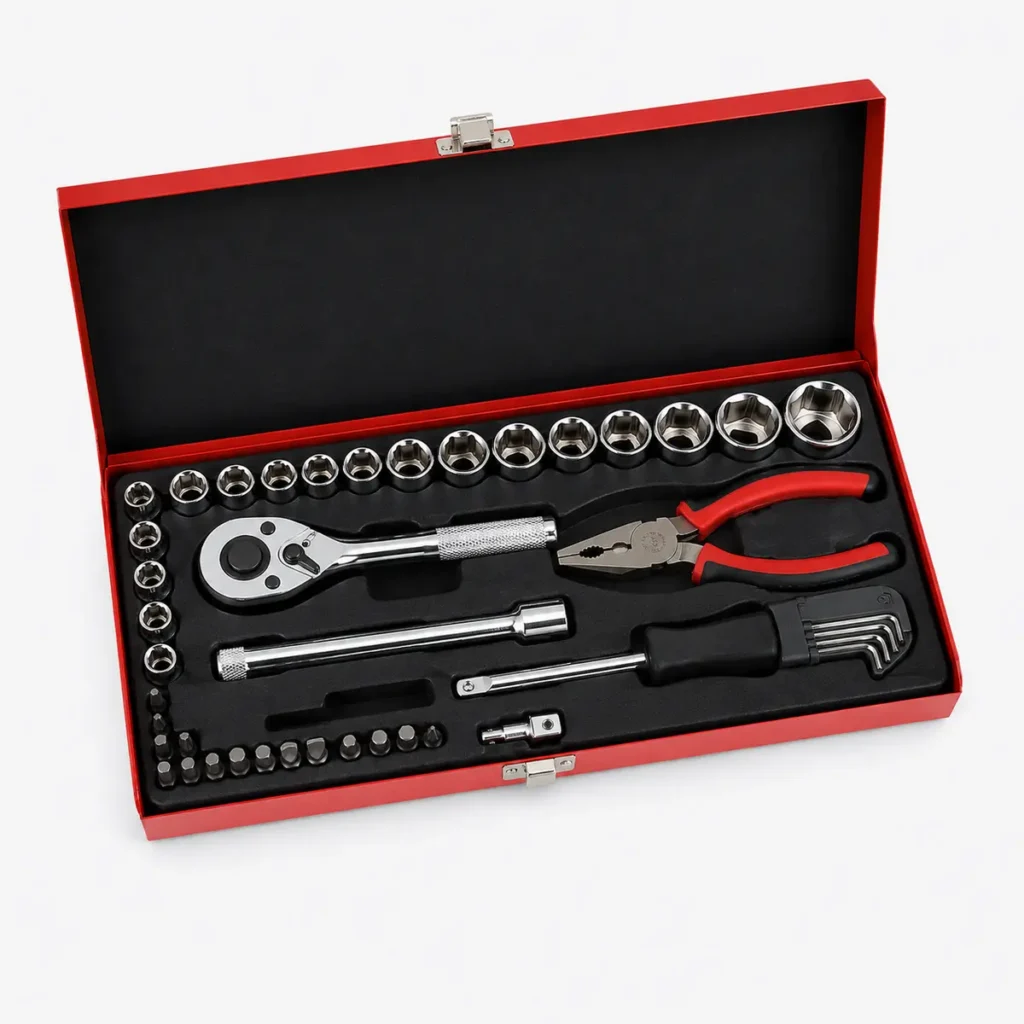 38-piece 3/8-inch drive socket tool set in metal case