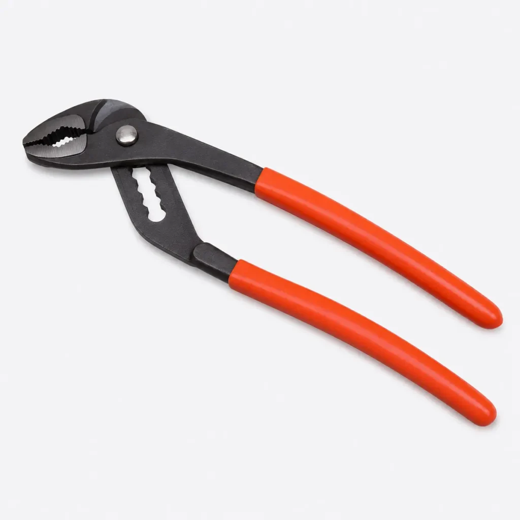 Adjustable box joint water pump pliers with red dipped handles