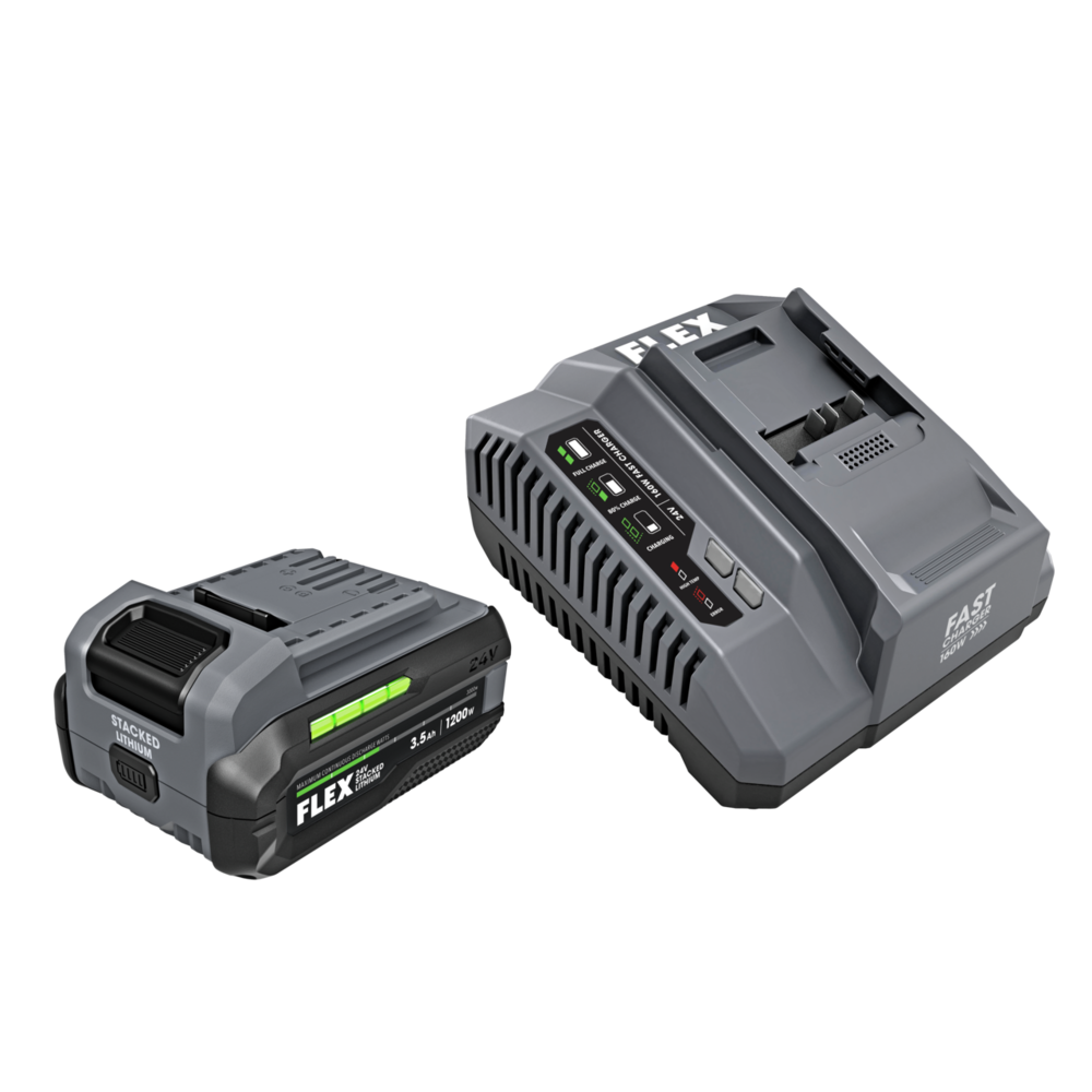 FLEX FX0411-1F starter kit with a 24V 3.5Ah Stacked Lithium battery and 160W fast charger